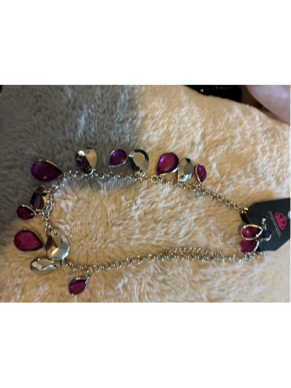 Women's Paparazzi Purple Silver Teardrop Necklace One Size